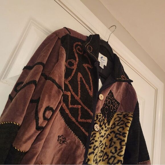 NWT Earth Sea & Sky vintage soft brown and black jacket 100% cotton - Picture 4 of 6